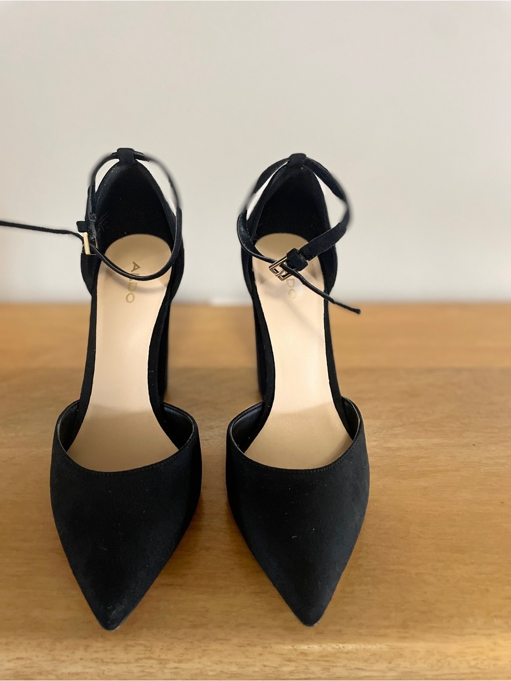 Aldo Black Pointed Toe Ankle-Strap Sandals